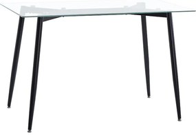 Τραπέζι QUANA γυάλινο 8χιλ διάφανο - μαύρο πόδι 120x70x75εκ 120x70x75 εκ.