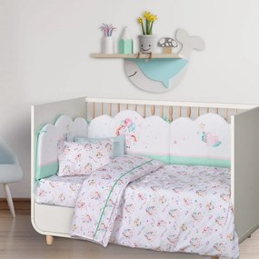 Σεντόνια Βρεφικά 4919 (Σετ 3τμχ) White-Pink-Mint Das Home Cradle 130x170cm 100% Βαμβάκι
