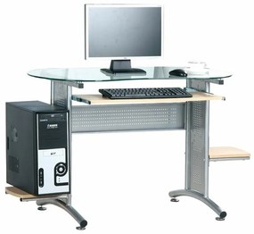 Τραπέζι γραφείου Mesa 153, Με ράφι πληκτρολογίου, 75x132x59cm, 22 kg, Ασημί | Epipla1.gr