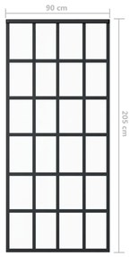 Πόρτα Συρόμενη Μαύρη 90 x 205 εκ. από Γυαλί ESG / Αλουμίνιο - Μαύρο
