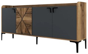 Μπουφές C9433.04 Μελαμίνη Καρυδί και Ανθρακί 180x35x78.6Υεκ. 180x35x78.6 εκ.