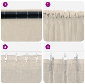 vidaXL Κουρτίνες με κουρτίνες 2 pcs Άμμος 140 x 225 cm Πολυεστέρας