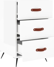 vidaXL Κομοδίνο Γυαλ. Λευκό 40 x 40 x 66 εκ. από Επεξεργασμένο Ξύλο