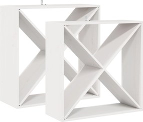 vidaXL Ράφι Κρασιού 2 pcs Λευκό 62 x 25 x 62 cm Στερεά ξυλεία πεύκου