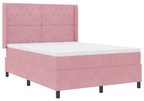 vidaXL κρεβάτι box spring με στρώμα  Ροζ 160x200 εκ Βελούδινο