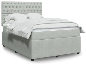 vidaXL Κρεβάτι Boxspring με Στρώμα Ανοιχτό Γκρι 140x200 εκ. Βελούδινο