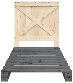vidaXL Πλαίσιο Κρεβατιού με Κεφαλάρι Γκρι 90x200 εκ. Μασίφ Ξύλο Πεύκου