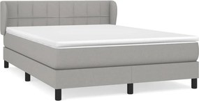 vidaXL Κρεβάτι Boxspring με Στρώμα Ανοιχτό Γκρι 140x200 εκ. Υφασμάτινο
