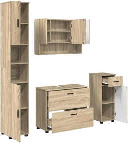 vidaXL Σετ Επίπλων Μπάνιου 4 τμχ. Δρύς Sonoma 35 x 30 x 192 εκ