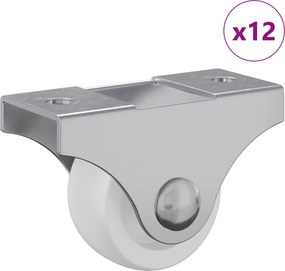 vidaXL Τροχίσκος 12 pcs Λευκό 42 x 11,5 x 29 mm Σίδερο