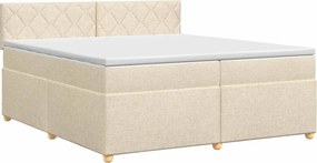 vidaXL Κρεβάτι box spring με στρώμα Κρεμ 200 x 200 cm Ύφασμα