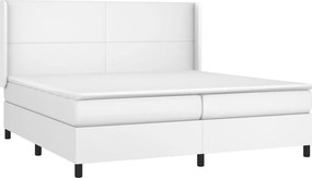 vidaXL Κρεβάτι Boxspring με Στρώμα &amp; LED Λευκό 200x200 εκ. Συνθ. Δέρμα