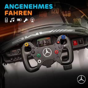 AIYAPLAY Ηλεκτρικό αυτοκίνητο Mercedes, αυτοκίνητο για παιδιά, μπαταρία 12V, φώτα LED, λειτουργία μουσικής, κόρνα, 3-8 ετών, λευκό