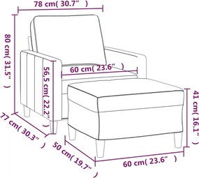 vidaXL Πολυθρόνα Ροζ 60 εκ. Βελούδινη με Υποπόδιο