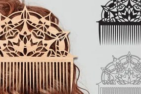 Σετ των 2 Intra απο ξύλο plywood 3mm-4mm πάχος - Διακοσμητικές πλαϊνές χτένες μαλλιών με λέιζερ  Δίασταση 20x20 cm INTRAFABR-97581905