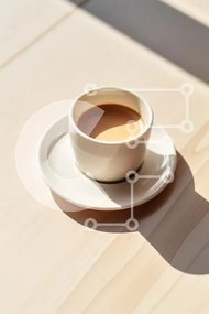 Intra Συλλεκτικό Ξύλινο Παζλ Plywood  4mm - Καφές σε λευκό κεραμικό φλιτζάνι σε ξύλινο τραπέζι Σε Ξύλινο Κουτί - Διαστάσεις: 10x10 cm – 25 κομμάτια