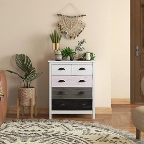 HOMCOM Έπιπλο μπουφέ, Συρταριέρα, 5 συρτάρια, βαμμένη επιφάνεια, MDF &amp; ξύλο πεύκου, 70 x 38 x 85 cm, Λευκό