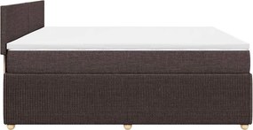 vidaXL Κρεβάτι Boxspring με Στρώμα Σκούρο Καφέ 200x200 εκ. Υφασμάτινο