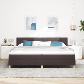 vidaXL Κρεβάτι Box Spring με Στρώμα Σκούρο Καφέ 200x200 εκ. Ύφασμα