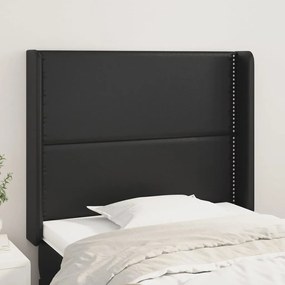 Κεφαλάρι με Πτερύγια Μαύρο 93x16x118/128 εκ. Συνθ. Δέρμα 3119518