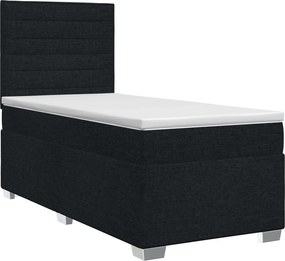 vidaXL Κρεβάτι box spring με στρώμα Μαύρο 90 x 190 cm Ύφασμα