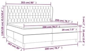 vidaXL Κρεβάτι Boxspring με Στρώμα Ανοιχτό Γκρι 200x200 εκ. Υφασμάτινο