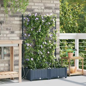 vidaXL Γλάστρες Κήπου 1 τεμ Καφασωτό Γκρι 80 x 40 x 126 cm Πλαστικό