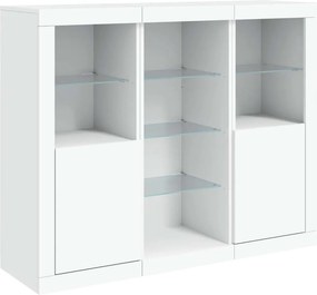 vidaXL Μπουφέδες με Φώτα LED 3 τεμ. Λευκοί από Επεξεργασμένο Ξύλο