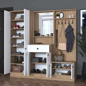 Έπιπλο Εισόδου Καρυδιά / Λευκό P6 179,4x37,3x182,8