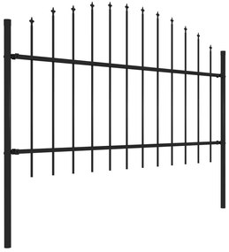 vidaXL Κάγκελα Περίφραξης με Λόγχες Μαύρα (1,-1,25) x 1,7 μ. Ατσάλινα