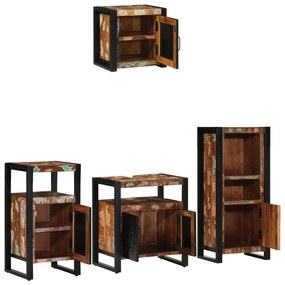 vidaXL Σετ Επίπλων Μπάνιου 4 pcs Πολύχρωμο Στερεό ανακτημένο ξύλο