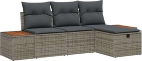vidaXL Σετ Καναπέ Κήπου με μαξιλάρι 4 pcs Γκρι Πολυ ράταν