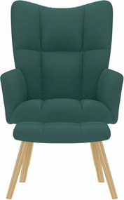 vidaXL Πολυθρόνα Relax Σκούρο Πράσινο Υφασμάτινη με Υποπόδιο