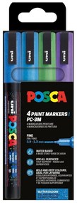 Μαρκαδόροι Σχεδίου Uni Posca PC-3ML Cool Sparkling με πάχος μύτης 0.9-1.3mm - 4 τεμάχια