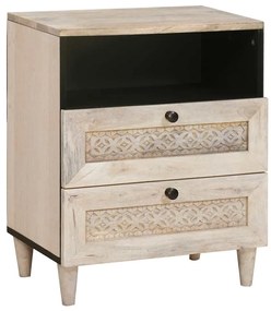 vidaXL Κομοδίνο με συρτάρι Μπεζ 50 x 33 x 60 εκ Μασίφ ξύλο μάνγκο