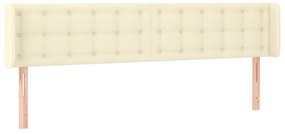 vidaXL Κεφαλάρι Κρεβατιού LED Κρεμ 183x16x78/88εκ. από Συνθετικό Δέρμα