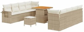 vidaXL Σετ Καναπέ Κήπου με αποθήκευση 11 pcs Μπεζ Πολυ ράταν