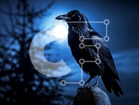 Σετ των 2 Intra Συλλεκτικό Ξύλινο Παζλ Plywood 4mm - Σιλουέτα κορακιού ενάντια στην πανσέληνο Σε Ξύλινο Κουτί - Διαστάσεις: 10x10 cm – 25 κομμάτια