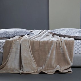 Κουβέρτα Notte 26 Βελουτέ Beige Kentia Υπέρδιπλο 220x240cm Πολυέστερ