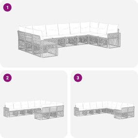vidaXL Σετ Καναπέ Κήπου 10 pcs Μπεζ και Κρέμ συνθετικό ρατάν