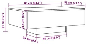 Τραπεζάκι Σαλονιού Αρτισιανή Δρυς 85x55x31 εκ Επεξεργασμ. Ξύλο - Καφέ