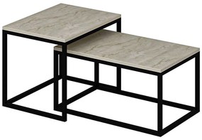 Ζιγκόν (Σετ 2Τμχ) Leka 506MNR3457 72x45x37/60x45x47cm Travertine Beige-Black