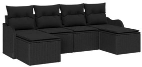 vidaXL Σετ Καναπέ Κήπου με μαξιλάρι 6 pcs Μαύρο Πολυ ράταν