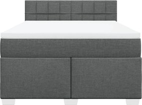 vidaXL Κρεβάτι Boxspring με Στρώμα Σκούρο Γκρι 140x200 εκ Υφασμάτινο