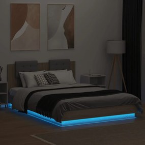 Πλαίσιο Κρεβατιού με Κεφαλάρι/LED Sonoma δρυς 140x200 εκ. - Καφέ