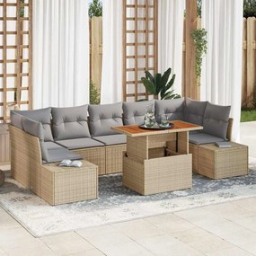 vidaXL Σετ Καναπέ Κήπου με αποθήκευση 8 pcs Μπεζ Πολυ ράταν