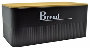 Ψωμιέρα Bread Με Καπάκι Μπαμπού Μαύρο/Φυσικό Μέταλλο 42x23.5x17cm ANKOR