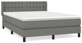 vidaXL Κρεβάτι Boxspring με Στρώμα Σκούρο Γκρι 140x190 εκ. Υφασμάτινο