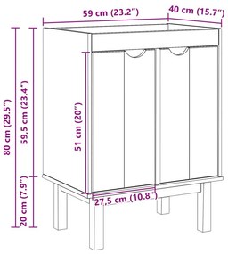 Ντουλάπι Μπάνιου OTTA 59x40x80 εκ. Μασίφ Ξύλο Πεύκου - Καφέ