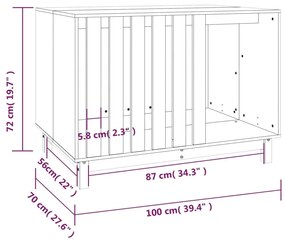 Σπιτάκι Σκύλου Λευκό 100 x 70 x 72 εκ. από Μασίφ Ξύλο Πεύκου - Λευκό